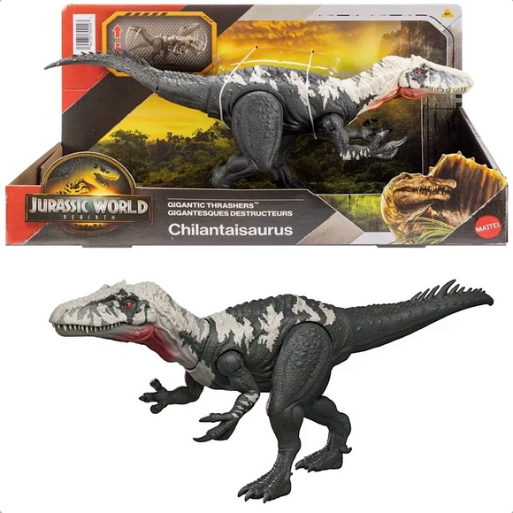 Mattel Other - Jurassic World Rebirth Chilantaisaurus Dinosaur Gigantic Thrashers Attack Figure
